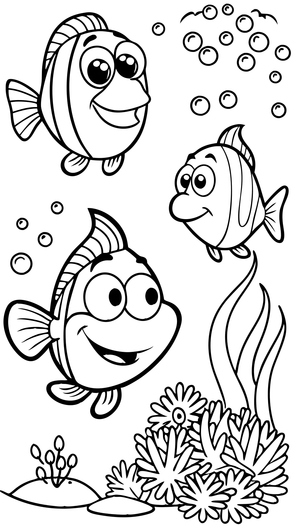 Páginas para colorear de Dory y Nemo